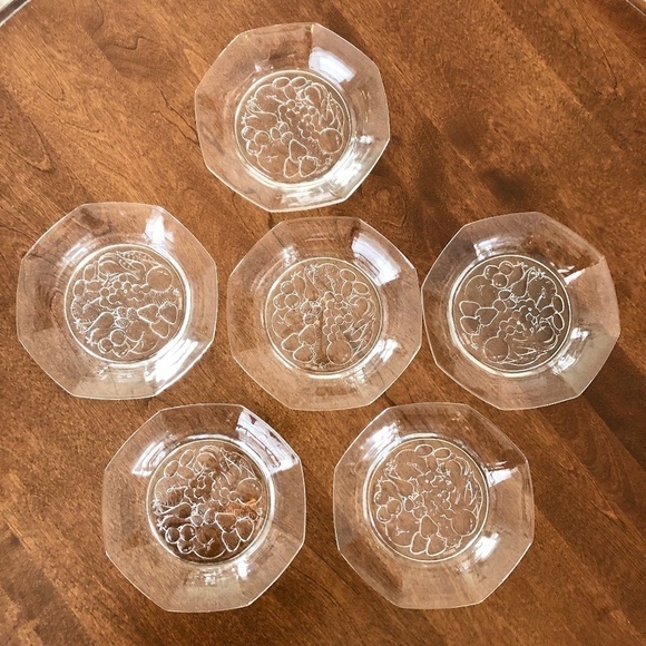FELIX POTIN, La Parisienne, RARE, Vintage, Octagonal, Glass, Dessert Plates, 6 - Picture 1 of 16